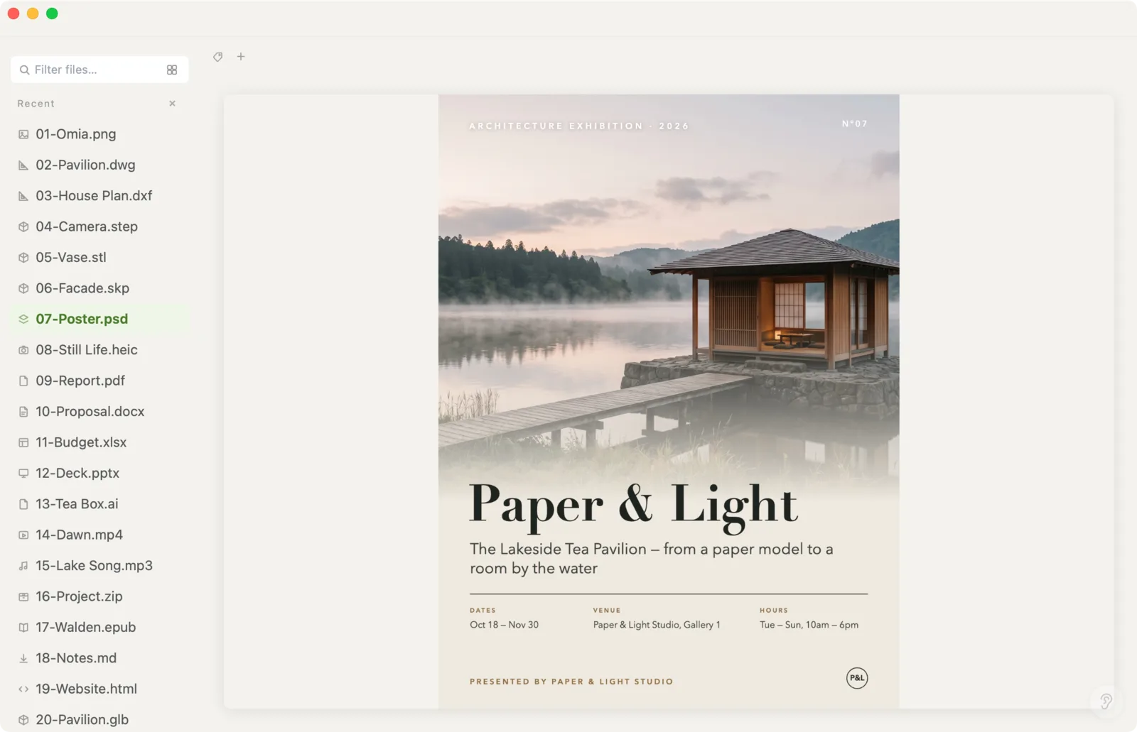 Photoshop PSD file previewed in Omia